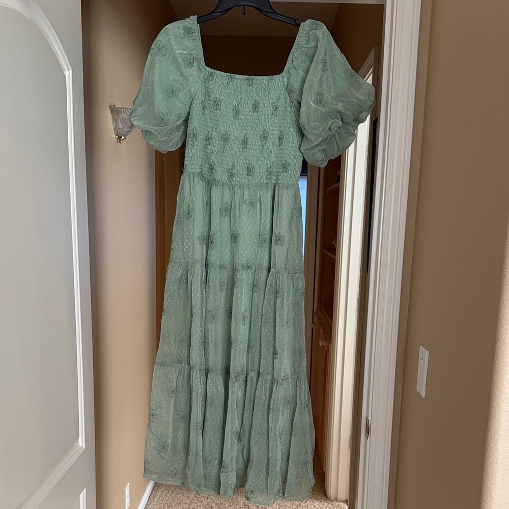 Listicle Mint Green Puff Sleeve Dress